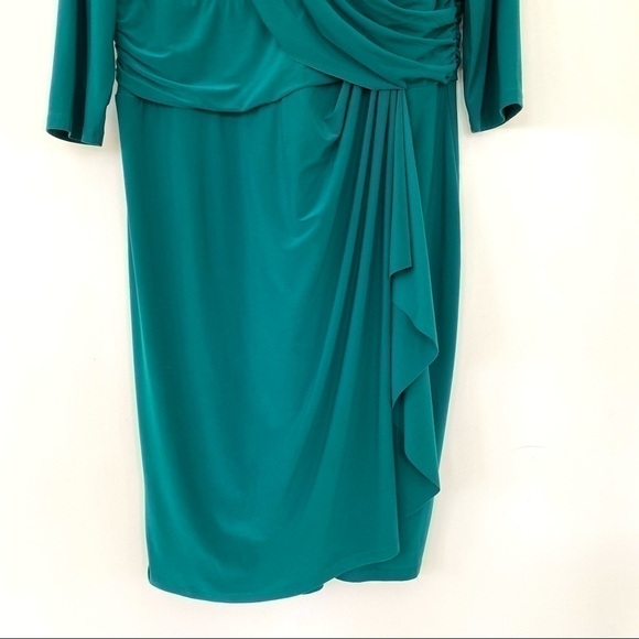 Chaps faux wrap midi dress, surplice top and ruched waist,  stretch, plus size - Picture 5 of 14
